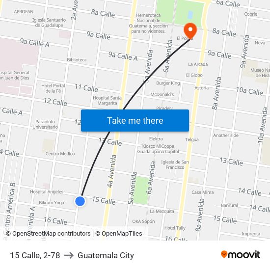 15 Calle, 2-78 to Guatemala City map