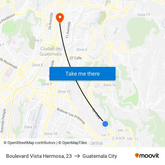 Boulevard Vista Hermosa, 23 to Guatemala City map