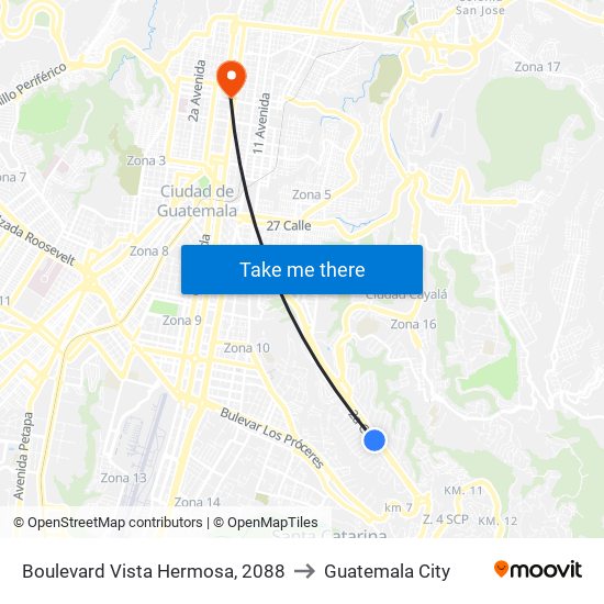 Boulevard Vista Hermosa, 2088 to Guatemala City map