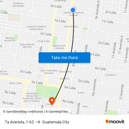 7a Avenida, 1-62 to Guatemala City map