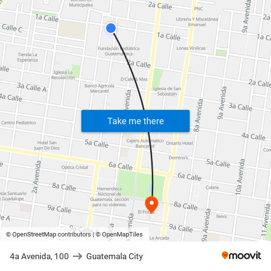 4a Avenida, 100 to Guatemala City map