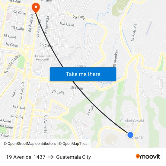 19 Avenida, 1437 to Guatemala City map