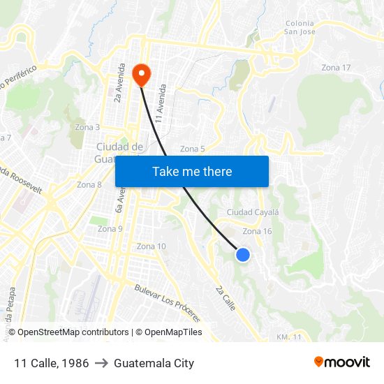 11 Calle, 1986 to Guatemala City map