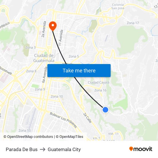 Parada De Bus to Guatemala City map