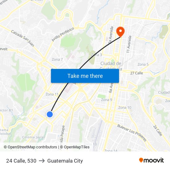 24 Calle, 530 to Guatemala City map