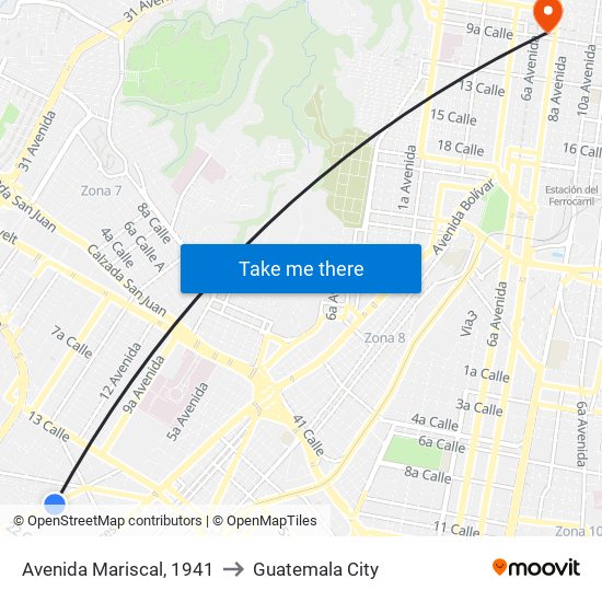 Avenida Mariscal, 1941 to Guatemala City map