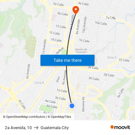 2a Avenida, 10 to Guatemala City map