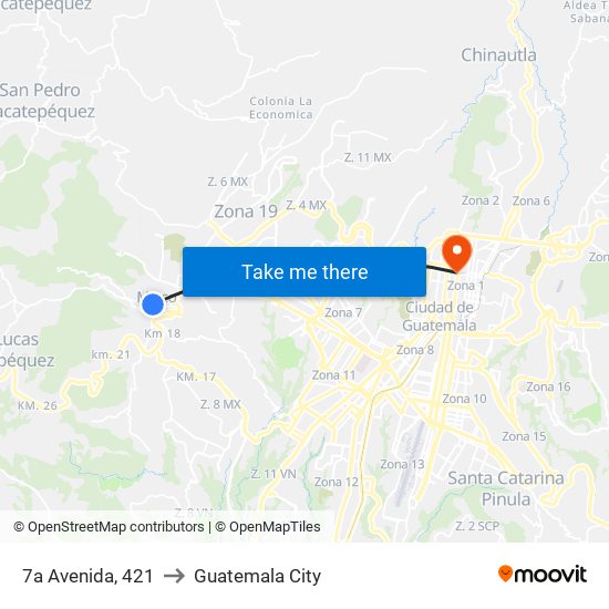 7a Avenida, 421 to Guatemala City map