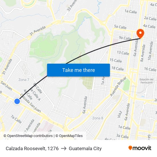 Calzada Roosevelt, 1276 to Guatemala City map