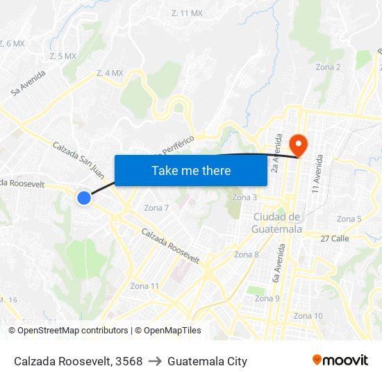 Calzada Roosevelt, 3568 to Guatemala City map