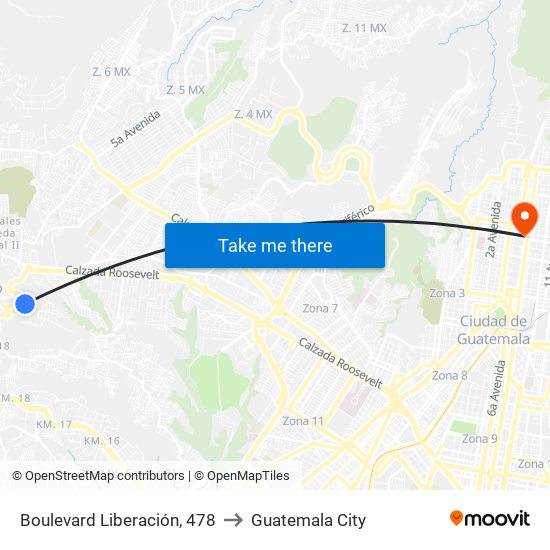 Boulevard Liberación, 478 to Guatemala City map