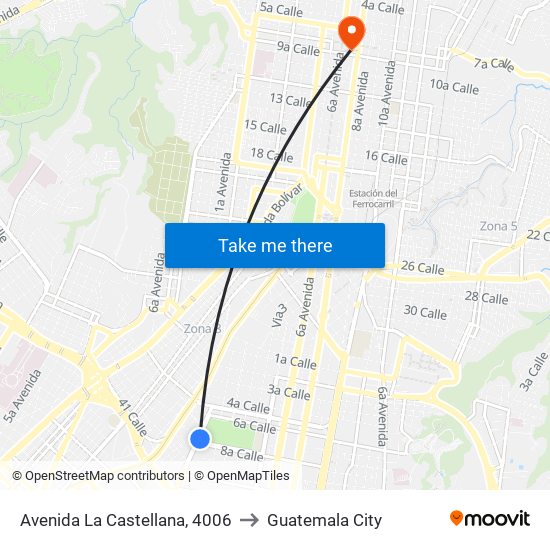 Avenida La Castellana, 4006 to Guatemala City map