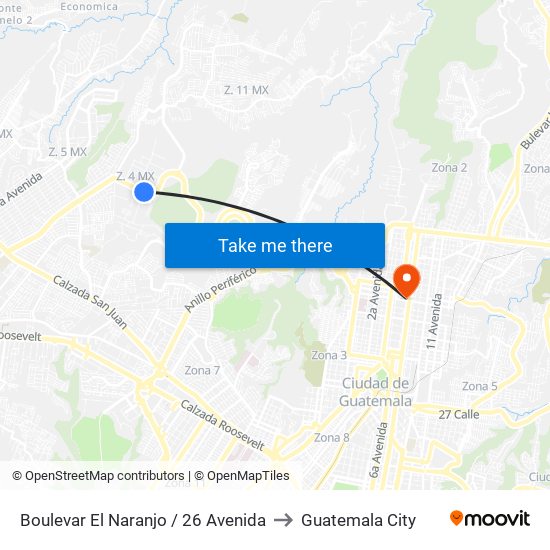 Boulevar El Naranjo / 26 Avenida to Guatemala City map