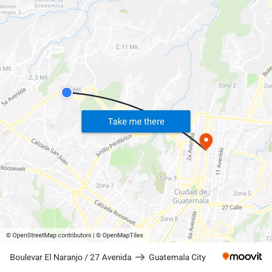 Boulevar El Naranjo / 27 Avenida to Guatemala City map