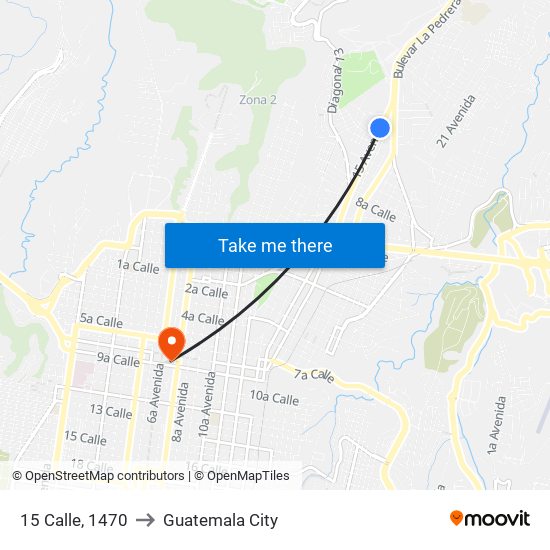 15 Calle, 1470 to Guatemala City map