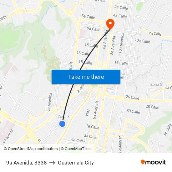 9a Avenida, 3338 to Guatemala City map