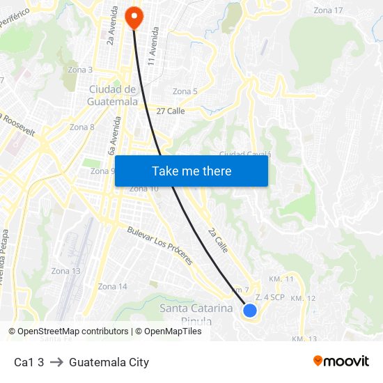 Ca1 3 to Guatemala City map