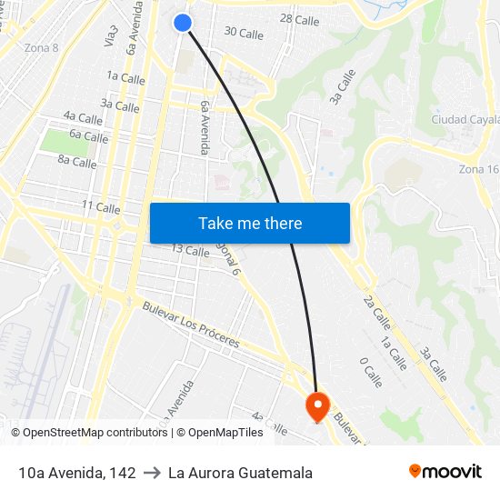 10a Avenida, 142 to La Aurora Guatemala map