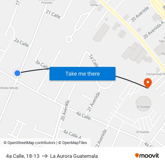 4a Calle, 18-13 to La Aurora Guatemala map