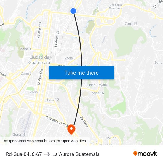 Rd-Gua-04, 6-67 to La Aurora Guatemala map