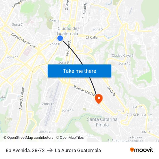 8a Avenida, 28-72 to La Aurora Guatemala map