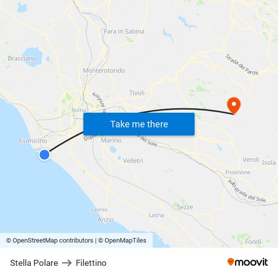 Stella Polare to Filettino map