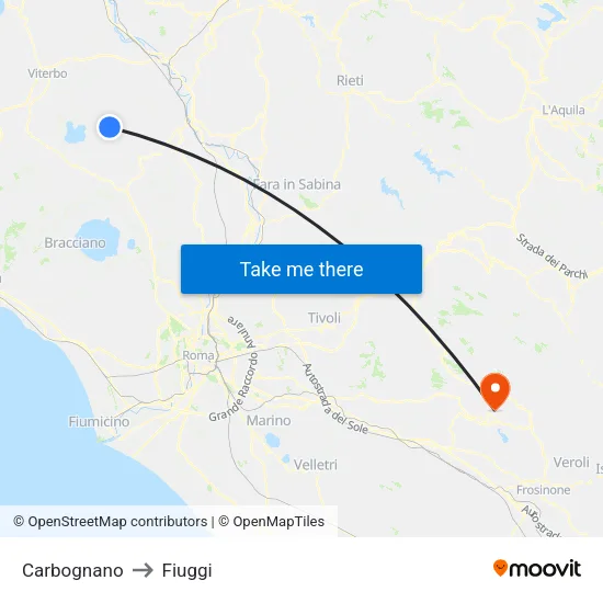 Carbognano to Fiuggi map