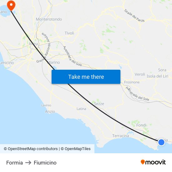 Formia to Fiumicino map