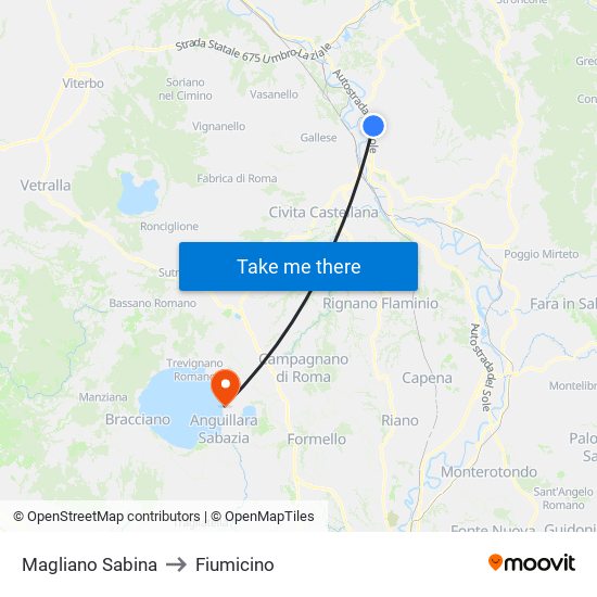 Magliano Sabina to Fiumicino map