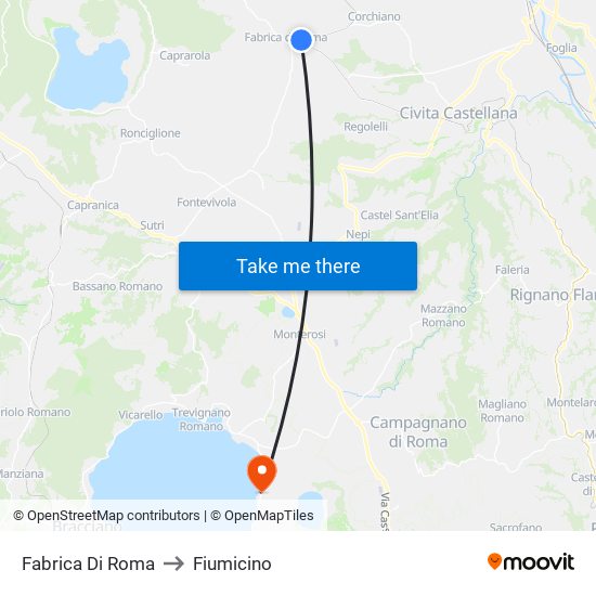 Fabrica Di Roma to Fiumicino map