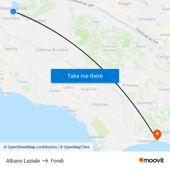 Albano Laziale to Fondi map