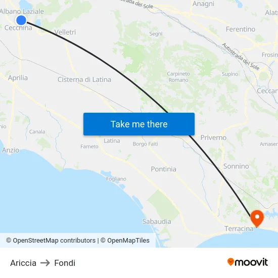 Ariccia to Funds map