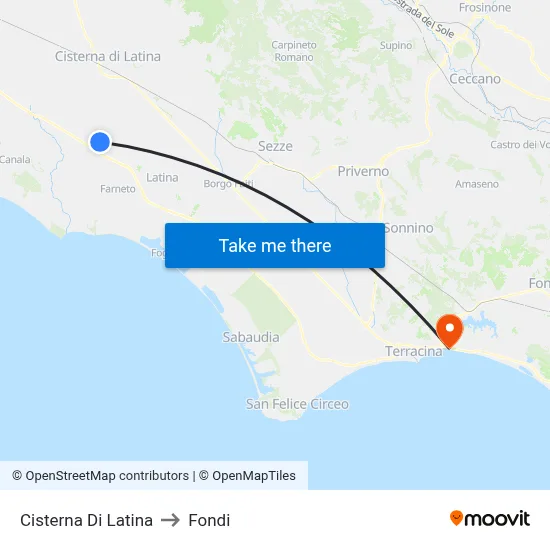 Cisterna Di Latina to Funds map