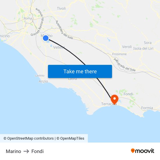 Marino to Fondi map