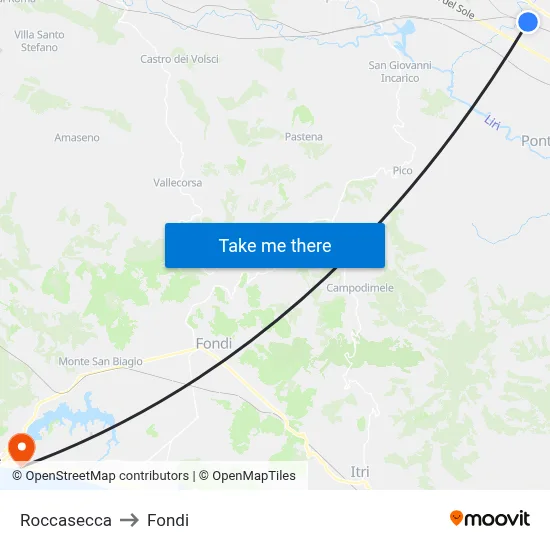 Roccasecca to Funds map