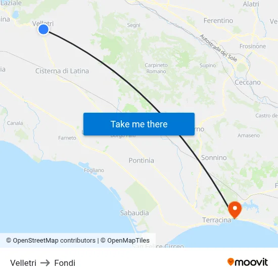 Velletri to Funds map