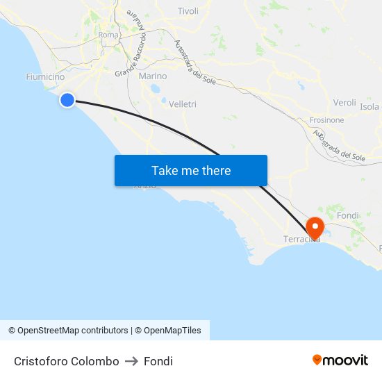 Cristoforo Colombo to Fondi map