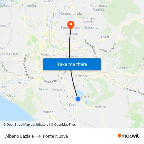 Albano Laziale to Fonte Nuova map