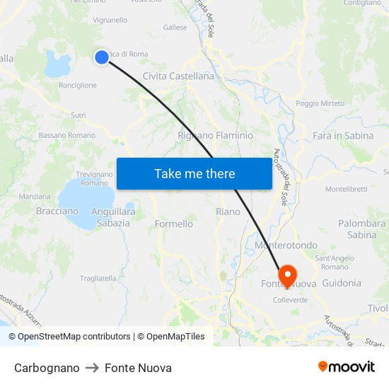 Carbognano to Fonte Nuova map