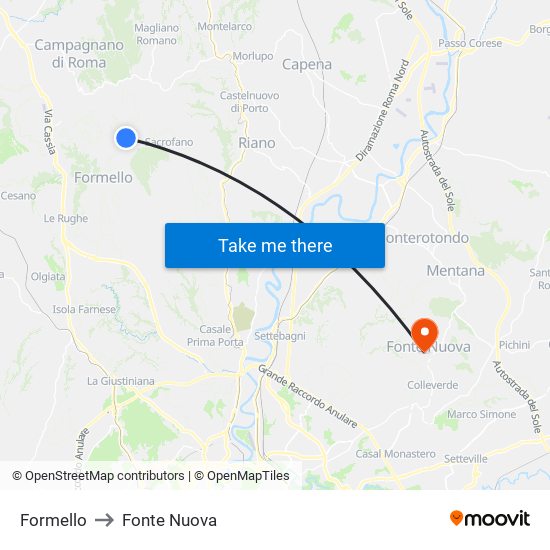Formello to Fonte Nuova map