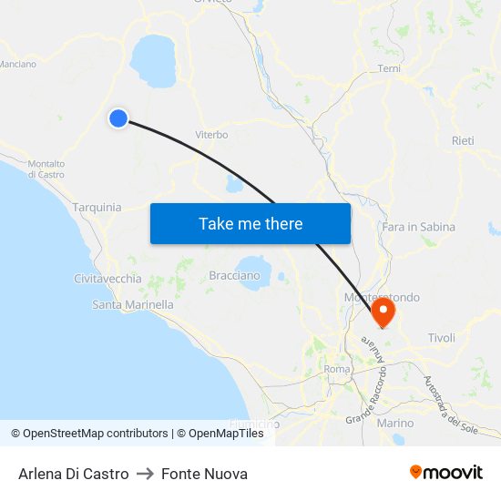 Arlena Di Castro to Fonte Nuova map