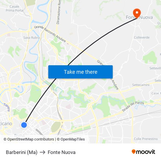 Barberini (Ma) to Fonte Nuova map