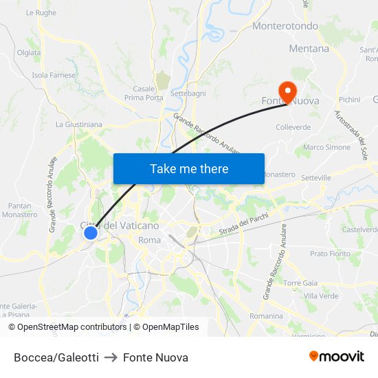 Boccea/Galeotti to Fonte Nuova map