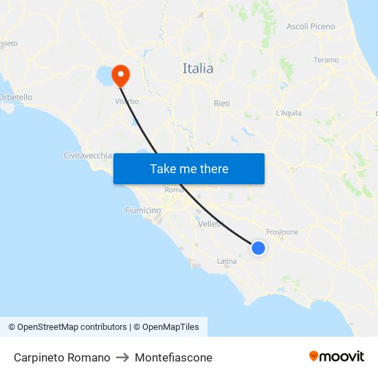 Carpineto Romano to Montefiascone map