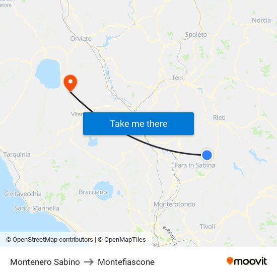 Montenero Sabino to Montefiascone map