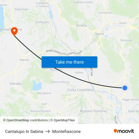 Cantalupo In Sabina to Montefiascone map