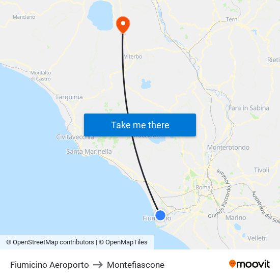 Fiumicino Aeroporto to Montefiascone map