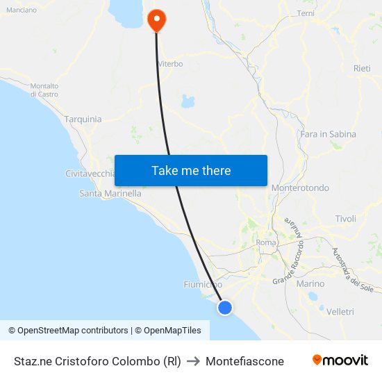 Staz.ne Cristoforo Colombo (Rl) to Montefiascone map