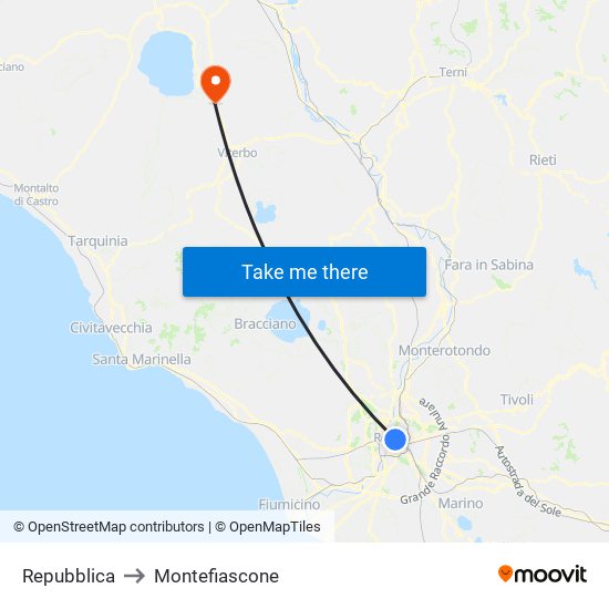 Repubblica to Montefiascone map