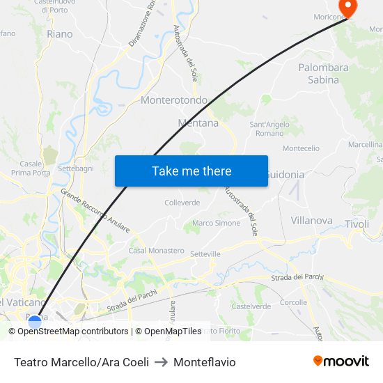 Teatro Marcello/Ara Coeli to Monteflavio map